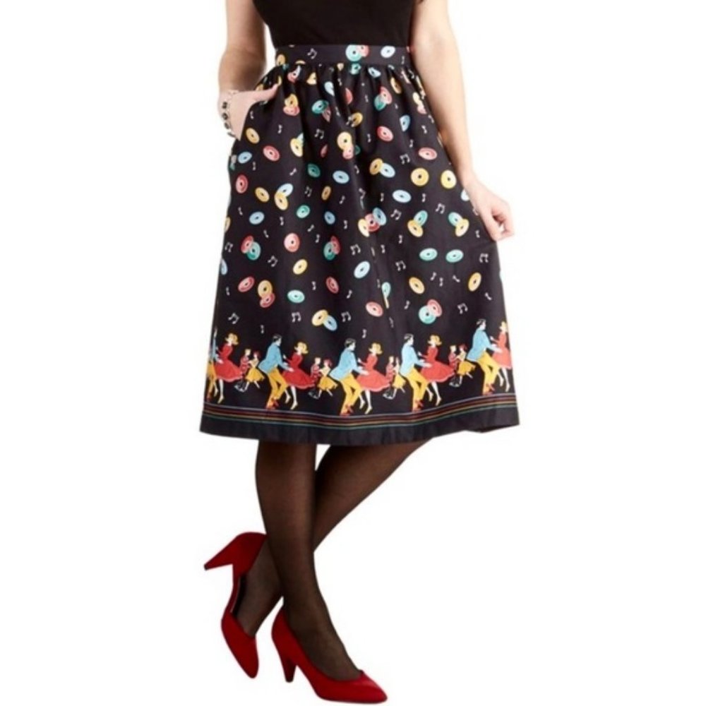 Bea & Dot by ModCloth Rock n’ Roll Vinyl Record skirt